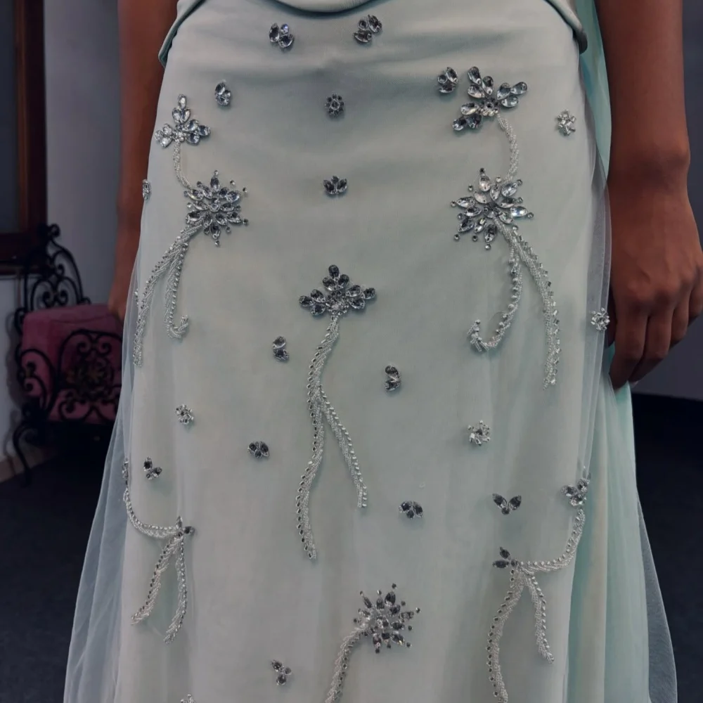 Contessa Dubai Glitter Long Silk Scarves Wedding Dress Strapless Long Sleeves vestidos de noche A-line فساتين سهرة Customized - Image 5